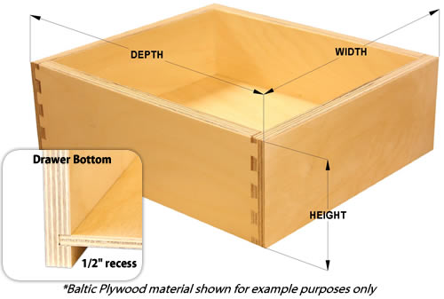 drawer box sizes
